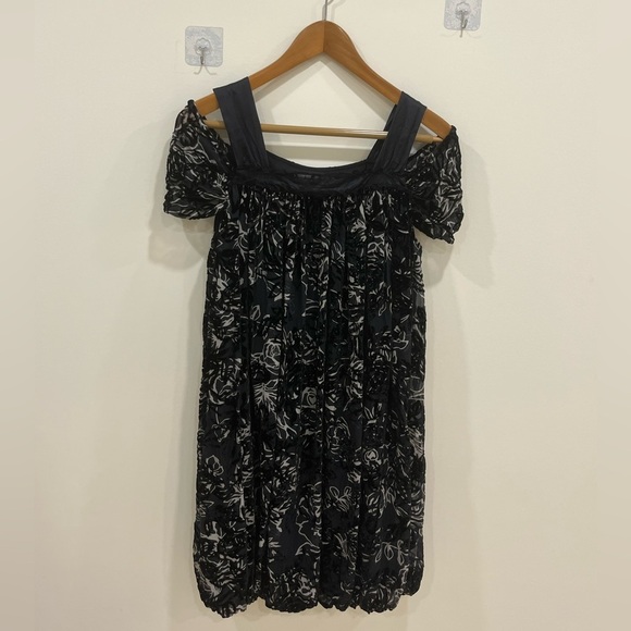 Black and Gray Off-Shoulder Dress - Picture 1 of 8